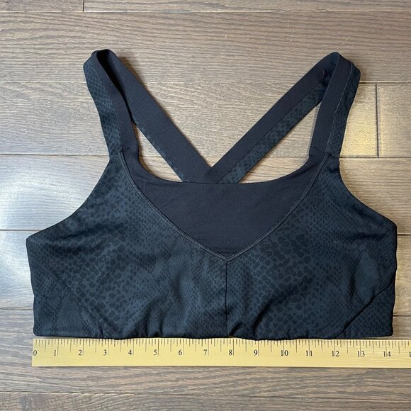 Lululemon On Your Way Sports Bra Desert Snakeskin pattern Deep Coal Black - Picture 6 of 9